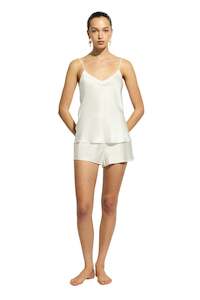 Lingerie: Ginia Silk Cami V Neck - Cream