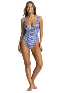 Sea Level Solara Scoop Back Panel Line One Piece - Blue