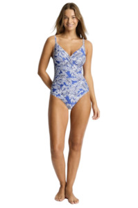 Sea Level Palmera Wrap Front DD/E Cup One Piece - Blue