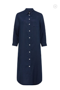 Cable: Cable Pure Linen Shirt Dress - Navy