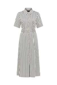 Cable: Cable Lina Stripe Shirt Dress - Navy Stripe