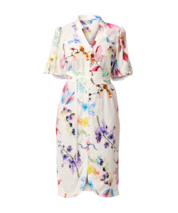 Once Was Gaia Lace Trim Spliced Linen Viscose Dress  - Plume Blossom