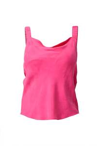 Once Was Delray Reversible Cupro Cowl & V Neck Cami - Celosia Pink