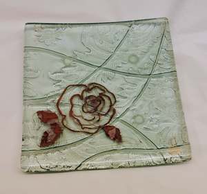 Square Platters: Copper Rose Outline - Small Square