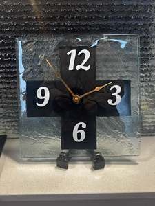 Clocks: Black Cross Clock - Clear Back