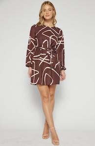 Abstract Printed Round Neck Shift Dress