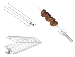 1 x Premium Rotisserie + 1 x Rotisserie Basket + 1 x 4 Prong unit