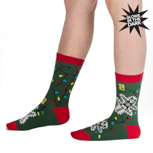 Sock It To Me 1: Eating Lights This Holiday Glow In The Dark - Women's Crew Socks - Sock It To Me