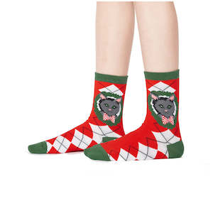 Kids: Deck the Paws - Junior Crew Socks Ages 7-10 - Sock It To Me