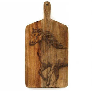 Etched 50cm Mango Wood Horse Chopping Board