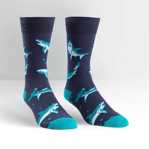 Men: Shark Attack - Men's Crew Socks - Sock It To Me