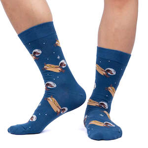 Men: Weiner Dogs In Space! Glow In The Dark - Men's Crew Socks - Sock It To Me
