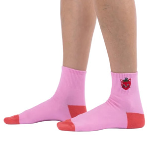 Products: Strawberry Cat  - Quarter Crew Socks - Sock It To Me