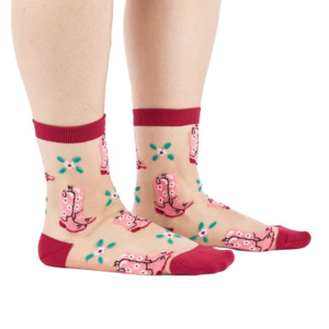 These Boots Were Made for Walking - Women's Sheer Crew Socks - Sock It To Me