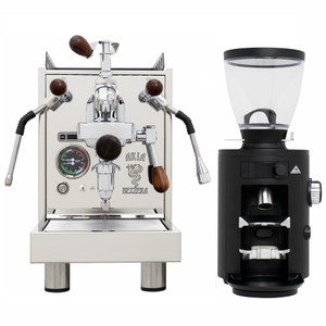 Products: Bezzera Aria Premium e61 PID 1.5L Espresso Coffee Machine - Classic Design - STAINLESS STEEL + WOOD - Mahlkönig X54 Allround 54mm Flat Burr Coffee Grinder - BLACK - Package