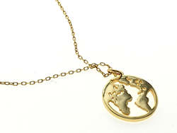 Necklaces: Coin 18K Gold Plated World Sterling Silver Necklace
