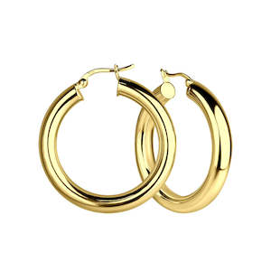 Earrings: Silver 35mm Gold Plated French Lock Hoop Earrings