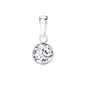 Silver 7mm Round Cubic Zirconia Pendant
