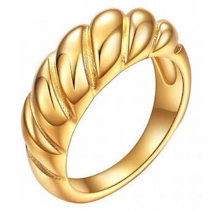 18K Gold Plated Stainless Steel "Croissant" Finger Ring
