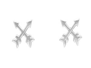 Earrings: Cross Arrows .925 Sterling Silver Stud Earrings