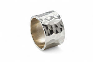 Rings: Hammered 12mm Sterling Silver Band