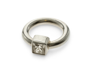 Rings: Cubic Zirconia Rounded Sterling Silver Band