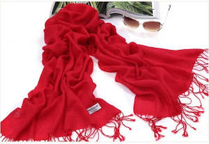 Accessories: Red Pasmina Scarf