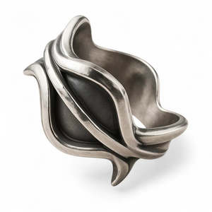 Rings: Oxidised Overlapping Sterling Silver Band