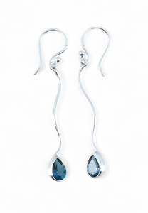 Earrings: Blue Topaz Swirl Sterling Silver Earrings