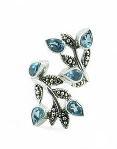 Rings: Blue Topaz Sterling Silver Wrap Ring