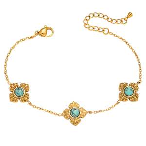 Glozzo: Flower Meadow Bracelet, 18K Gold Plated Steel