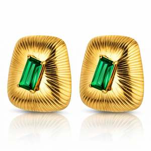 Glozzo: Earrings, 18K Gold Plated Brass