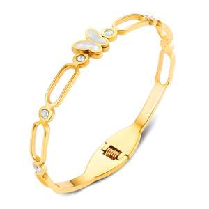 Glozzo: Butterfly Bracelet, 18K Gold Plated Steel