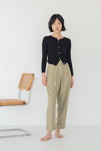 Tops: Cropped Cardigan in Boucle in Black