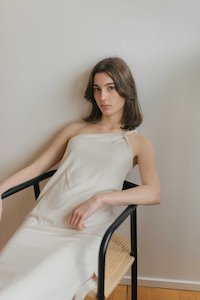 Twist and Turn Toga Dress in Dark Grey (Sample)