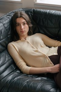 Cropped Cardigan in Boucle in Cream (Sample)