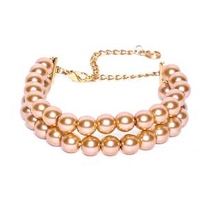 Estele - Gold Glass Pearl Double Line Bracelet