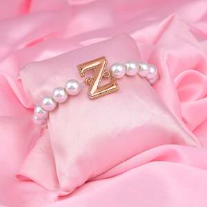 Bracelet: Estele Rose Gold Plated Zesty "Z" Letter Glass Pearl Bracelet for Women