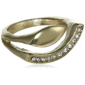 Finger Ring: Estele gold plated ring latest design with white stones for women (non adjustable)