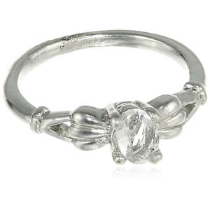 Finger Ring: Estele Silver Rhodium Plated Elegant Austrian Crystal Adjustable Ring for Women( non adjustble)