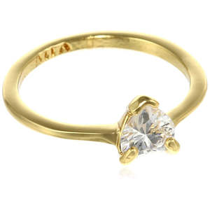 Finger Ring: Estele simple gold plated ring with white stone for women (non adjustable)