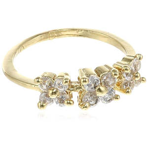 Estele  gold plated studded floral american diamonds ring for stylish women( non adjustable)