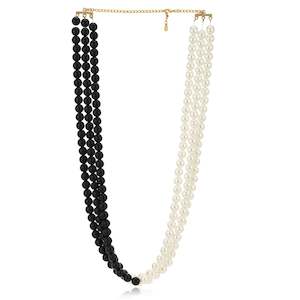 Necklace: Black And White Flux Glass Pearl Necklace