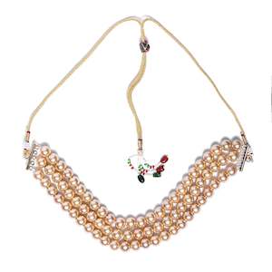 Estele - Enchanting Three Line Gold Glass Pearl Choker