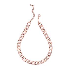 Estele Rose Gold Plated Stylish Cuban & Carb Thick Necklace with Crystals for Women