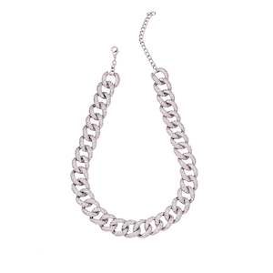 Necklace: Estele Rhodium Plated Fashionable Cuban Designer Necklace for Women