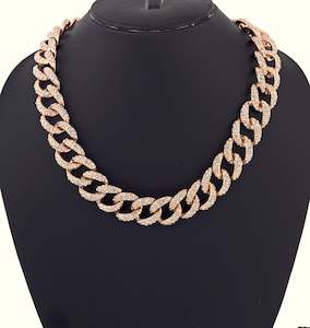 Necklace: Estele Rose Gold Plated Shining Cuban Necklace for Women/ Men
