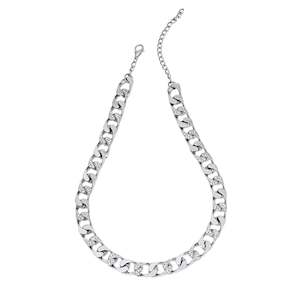 Necklace: Estele Rhodium Plated Fascinating Cuban Necklace with Crystals for Men & Women