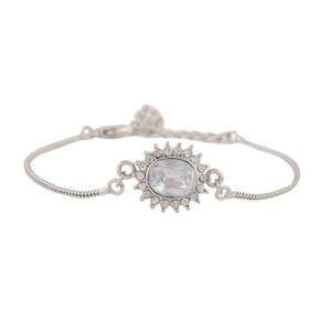 Diamante Collection: Estele Rhodium Plated Sacred Sparkle Bracelet With Austrian Crystals For Men & Women