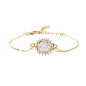 Diamante Collection: Estele Gold Plated Sacred Sparkle Bracelet With Bold Austrian Crystals For Men & Women